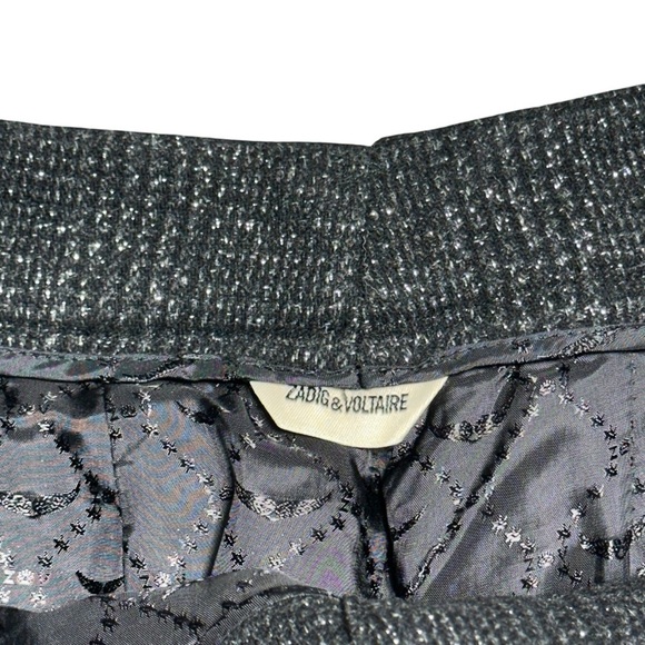 Zadig & Voltaire Black Peter Check Metallic Straight Leg Trousers EU 40 - Picture 6 of 9